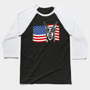 Proud Doberman Pinscher American Flag patriotic dog Baseball T-Shirt